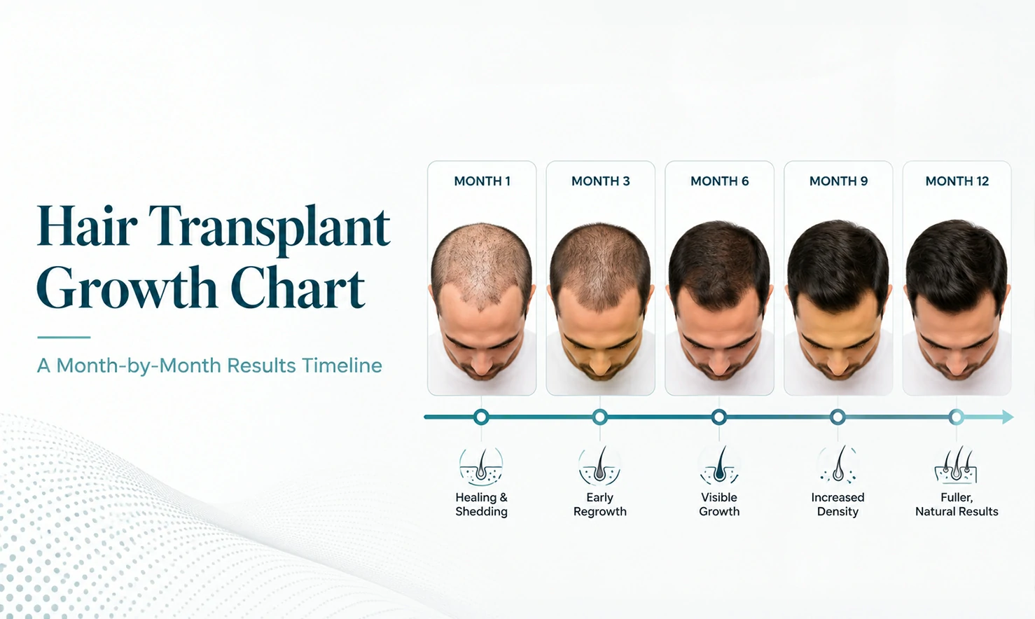 DHI Hair Transplant Growth Chart - Month by Month Results Timeline Month 1 to Month 12